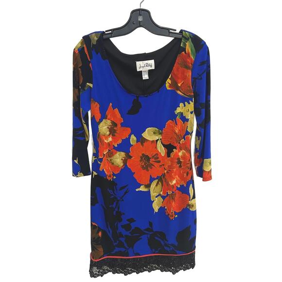 Joseph Ribkoff Dresses & Skirts - Joseph Ribkoff Floral 3/4 Sleeves Sheath Knee Length Dress with Lace Trim - 6